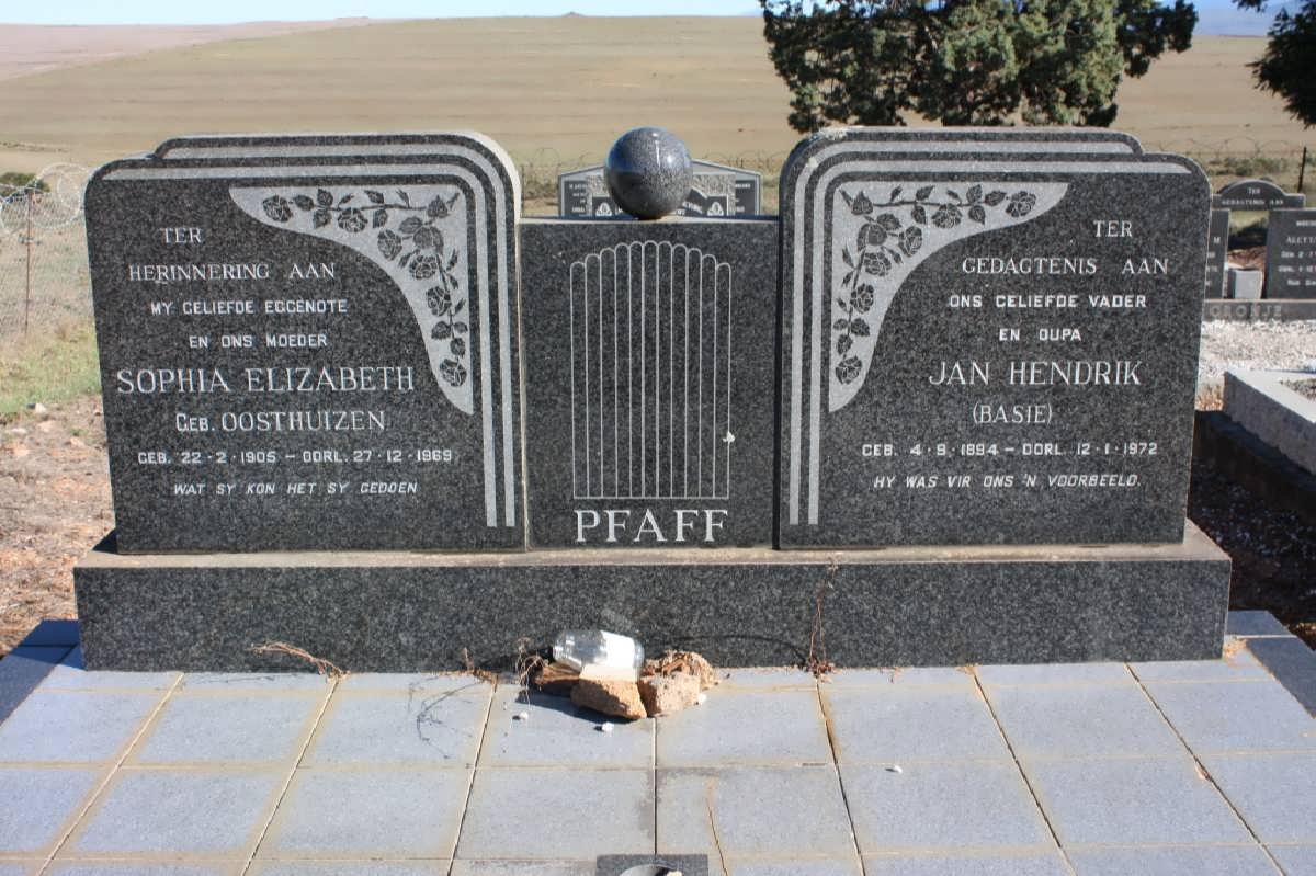 PFAFF Jan Hendrik 1894-1972 &amp; Sophia Elizabeth OOSTHUIZEN 1905-1969
