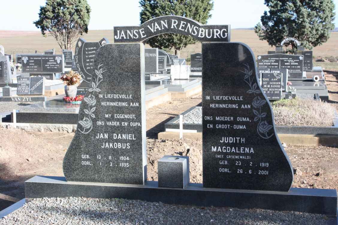RENSBURG Jan Daniel Jacobus, Janse van 1904-1995 &amp; Judith Magdalena GROENEWALD 1919-2001