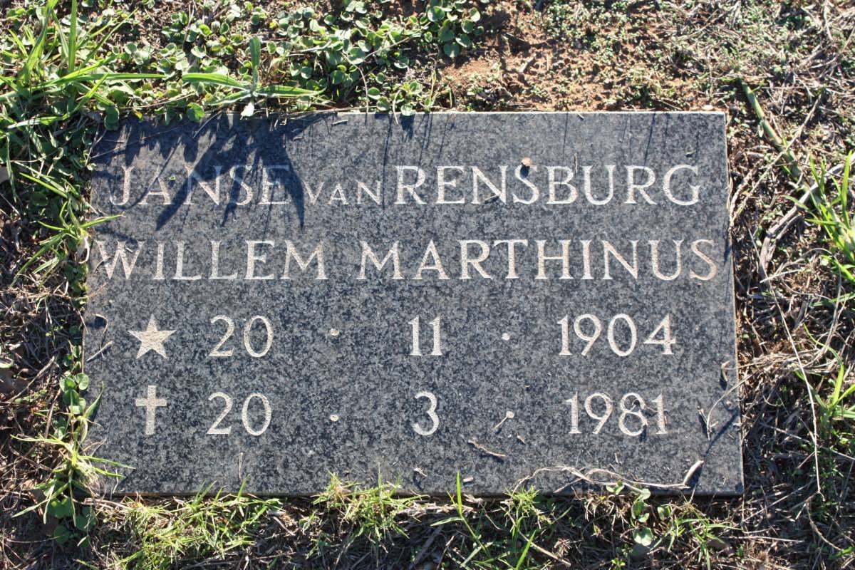 RENSBURG Willem Marthinus, Janse van 1904-1981