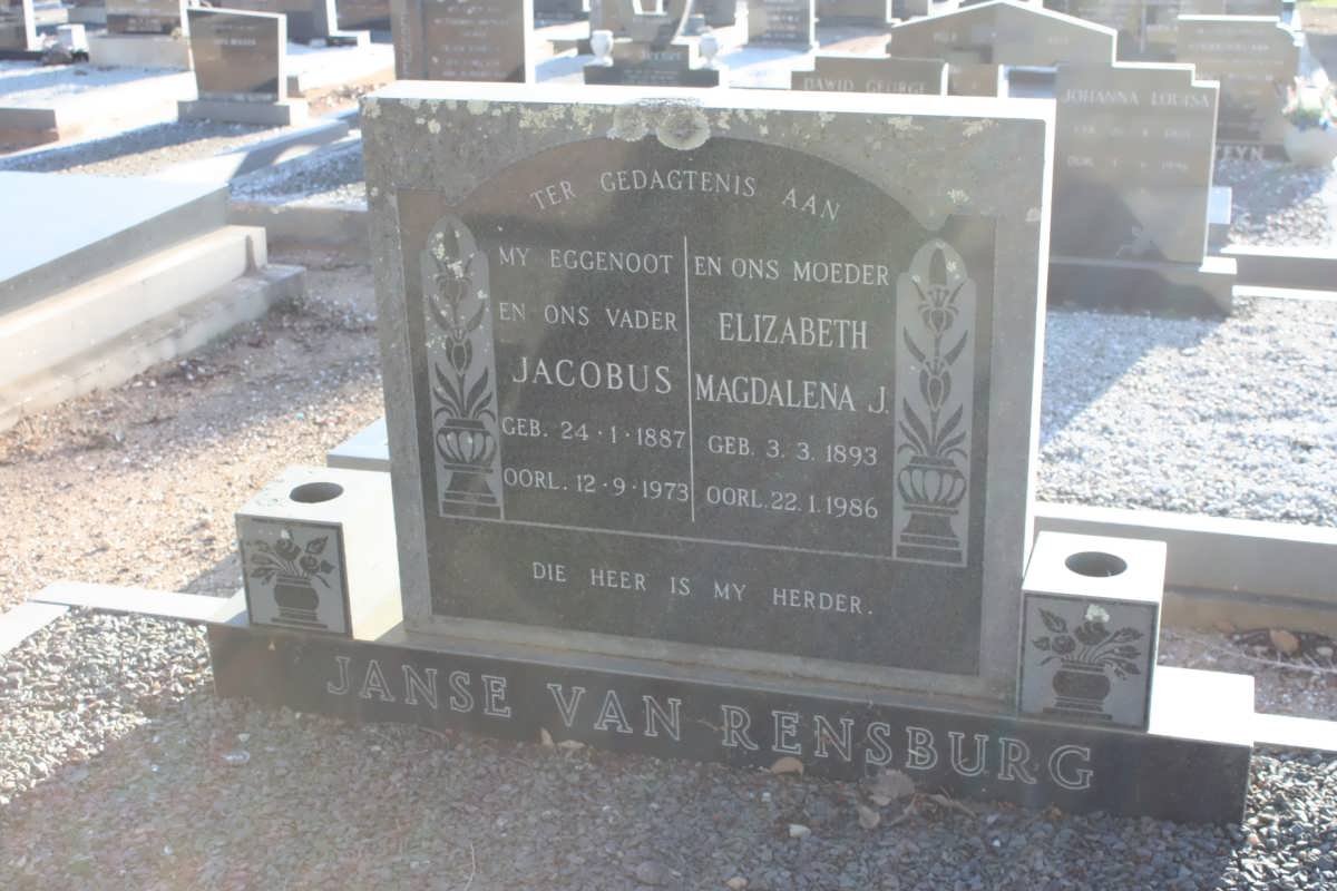 RENSBURG Jacobus, Janse van 1887-1973 &amp; Elizabeth Magdalena J. 1893-1986
