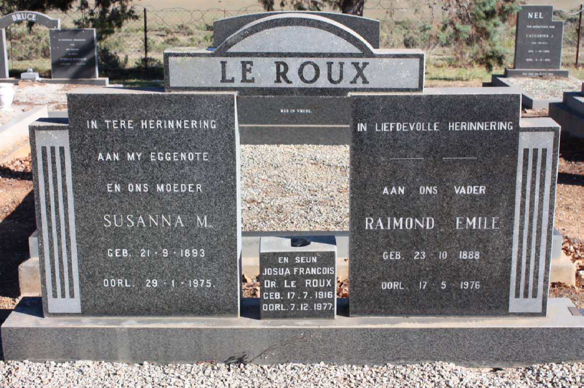 ROUX Raimond Emile, le 1888-1976 &amp; Susanna M. 1893-1975 :: LE ROUX Josua Francois 1916-1977