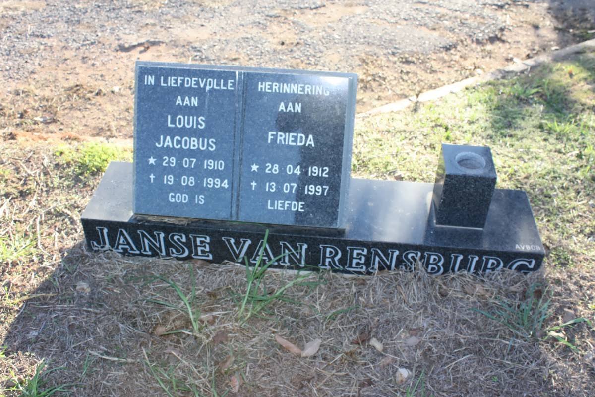 RENSBURG Louis Jacobus, Janse van 1910-1994 &amp; Frieda 1912-1997