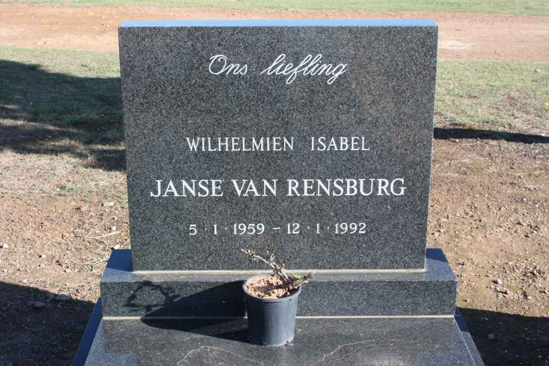 RENSBURG Wilhelmien Isabel, Janse van 1959-1992