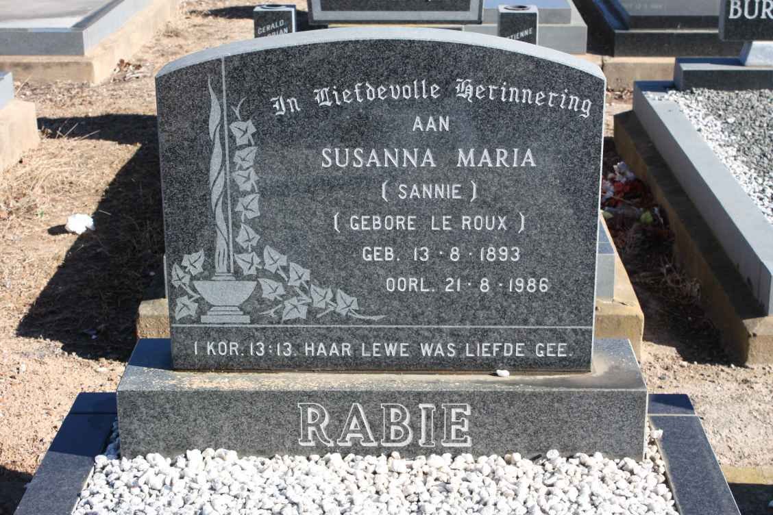 RABIE Susanna Maria nee LE ROUX 1893-1986