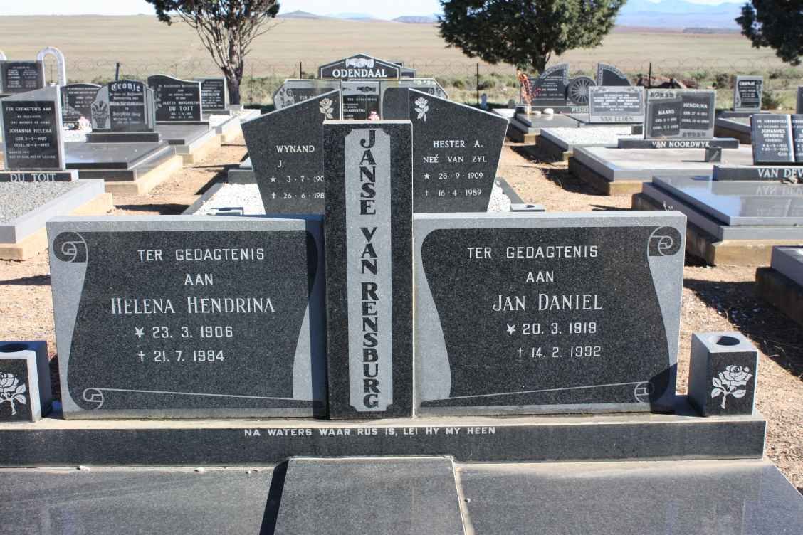 RENSBURG Jan Daniel, Janse van 1919-1992 &amp; Helena Hendrina 1906-1984