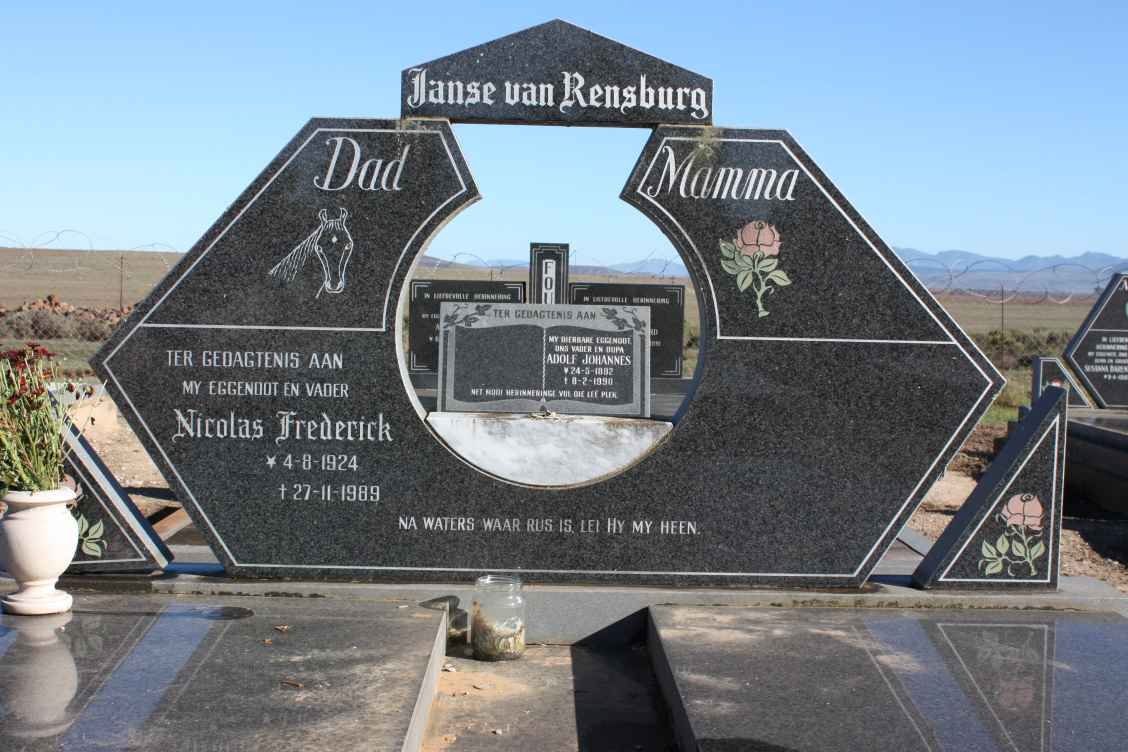 RENSBURG Nicolas Frederick, Janse van 1924-1989