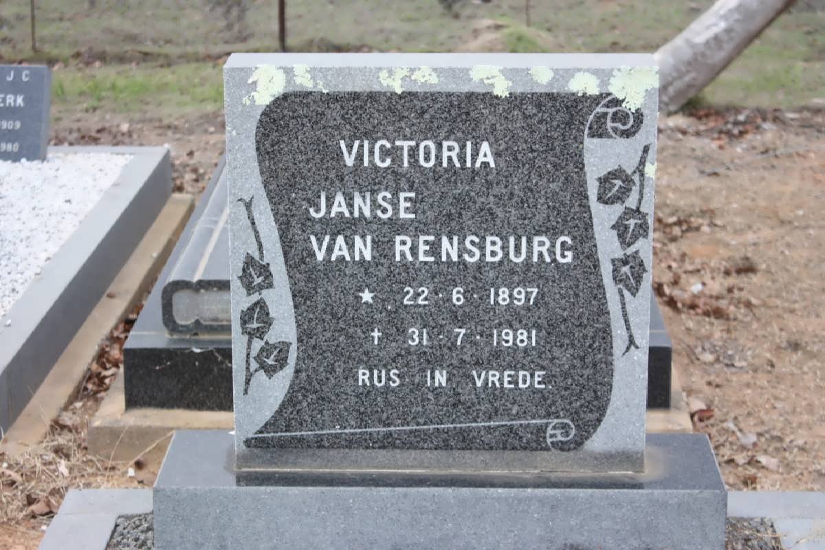 RENSBURG Victoria, Janse van 1897-1981