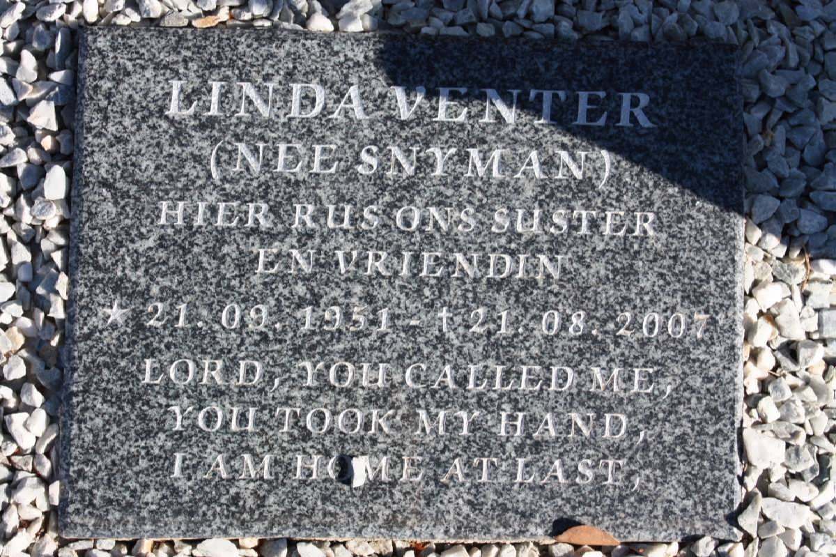 VENTER Linda nee SNYMAN 1951-2007