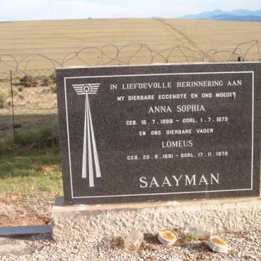 SAAYMAN Lomeus 1891-1978 &amp; Anna Sophia 1898-1973