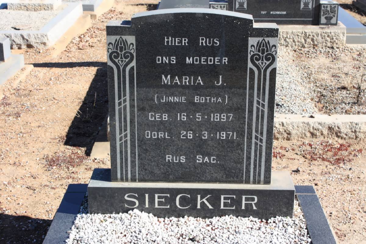 SIECKER Maria J. nee BOTHA 1897-1971