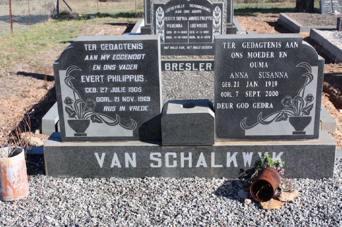 SCHALKWYK Evert Philippus, van 1905-1969 &amp; Anna Susanna 1919-2000