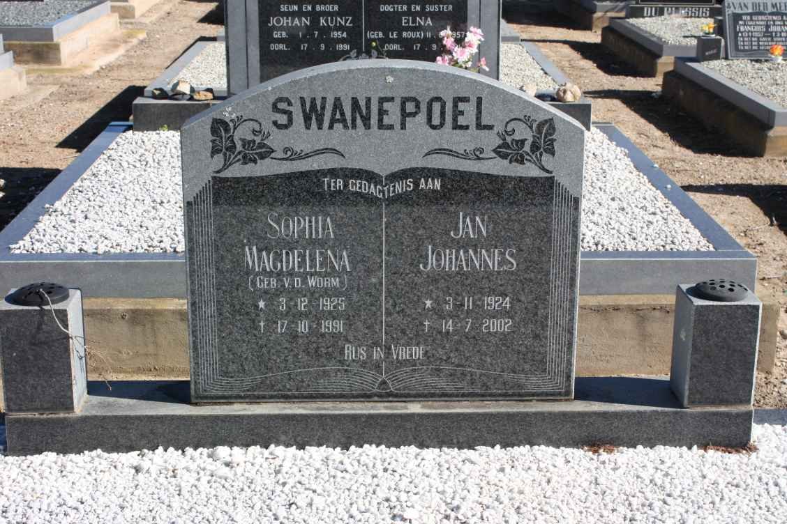 SWANEPOEL Jan Johannes 1924-2002 &amp; Sophia Magdalena V.D. WORM 1925-1991