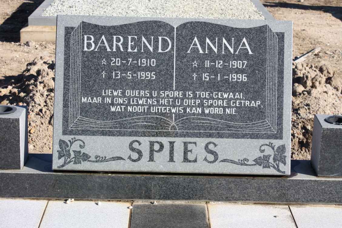 SPIES Barend 1910-1995 &amp; Anna 1907-1996