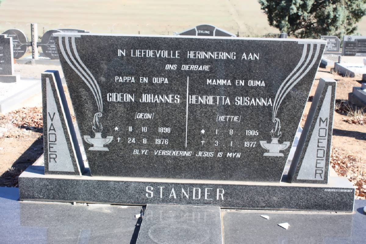 STANDER Gideon Johannes 1898-1976 &amp; Henrietta Susanna 1905-1977
