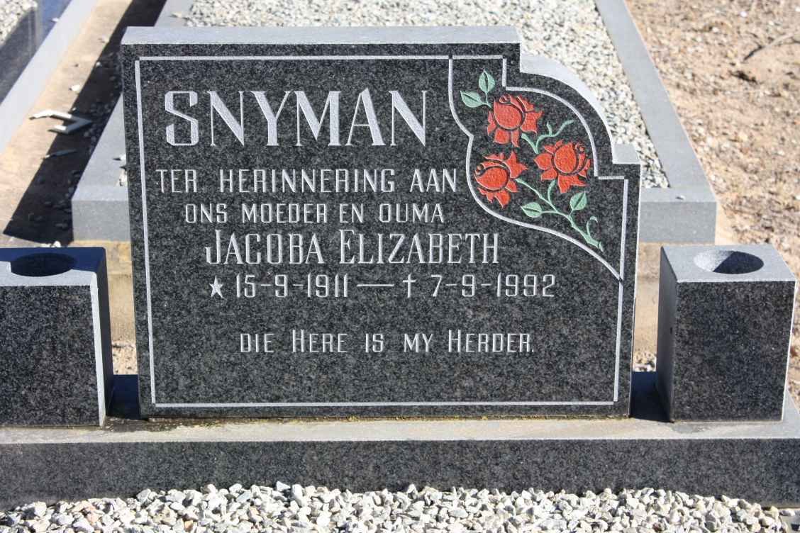 SNYMAN Jacoba Elizabeth 1911-1992