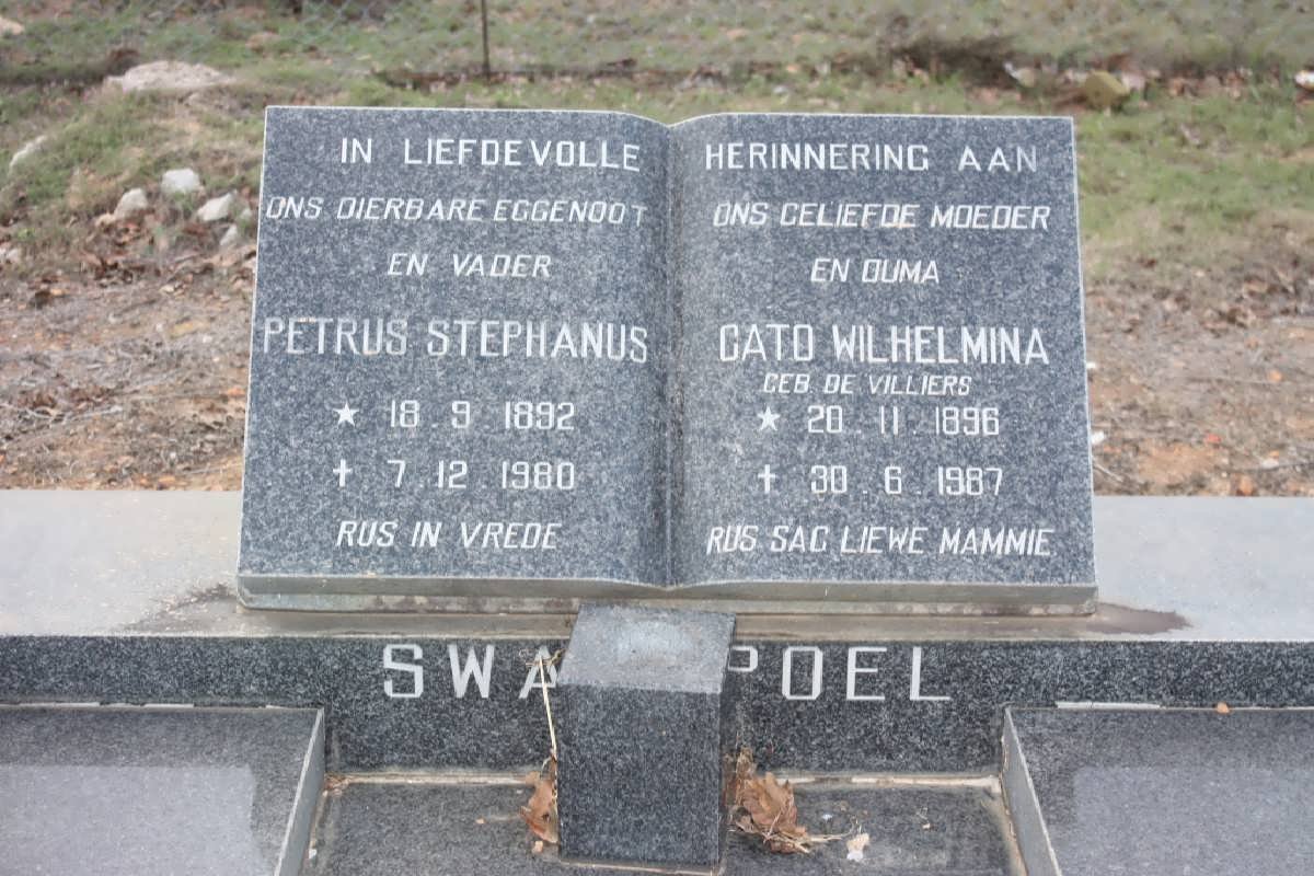 SWANEPOEL Petrus Stephanus 1892-1980 &amp; Gato Wilhelmina DE VILLIERS 1896-1987