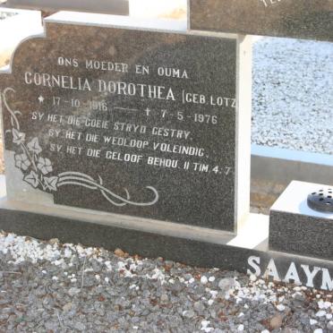 SAAYMAN Cornelia Dorothea nee LOTZ 1916-1976
