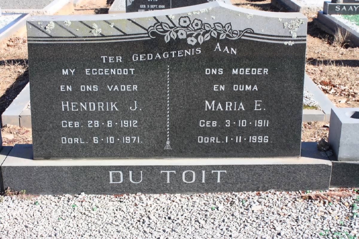 TOIT Hendrik J., du  1912-1971 &amp; Maria E., 1911-1996