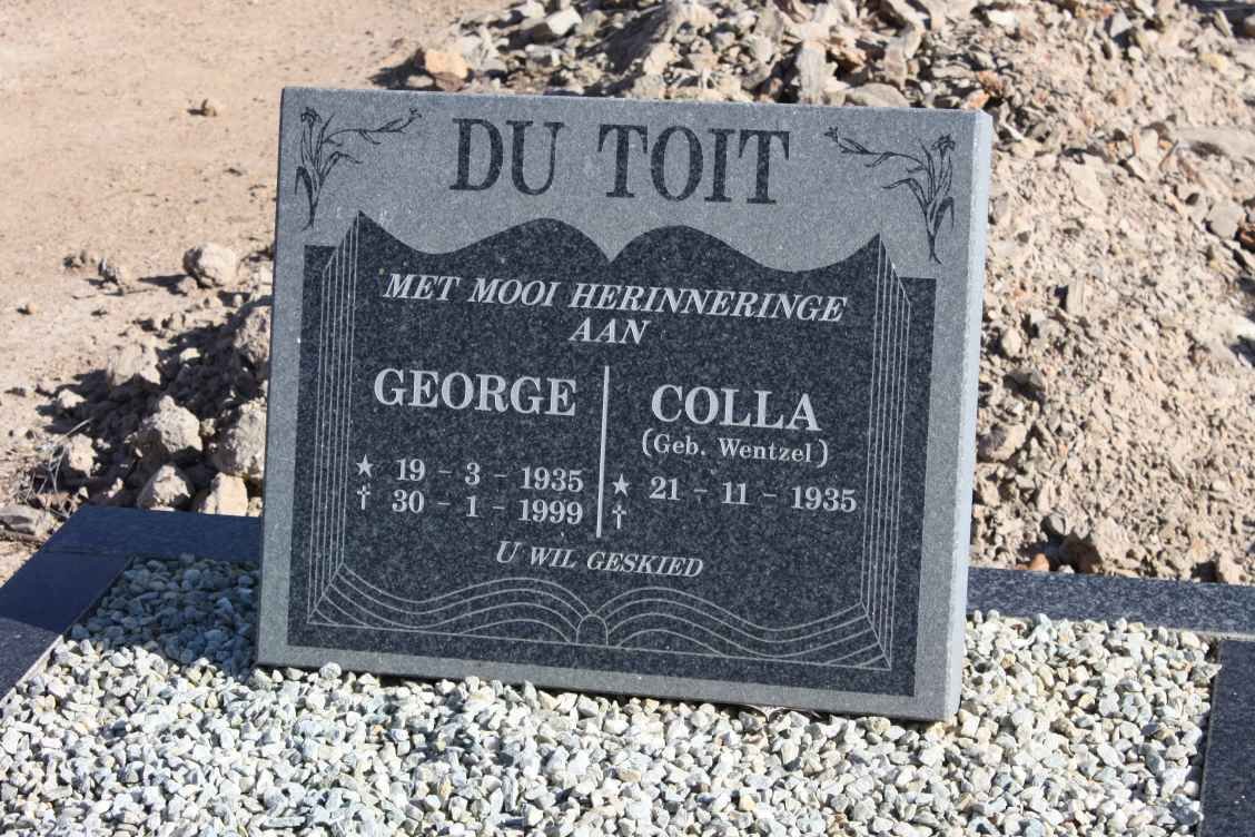 TOIT George, du 1935-1999 &amp; Colla WENTZEL 1935-
