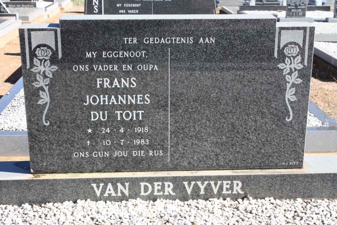 VYVER Frans Johannes Du Toit, van der 1918-1983