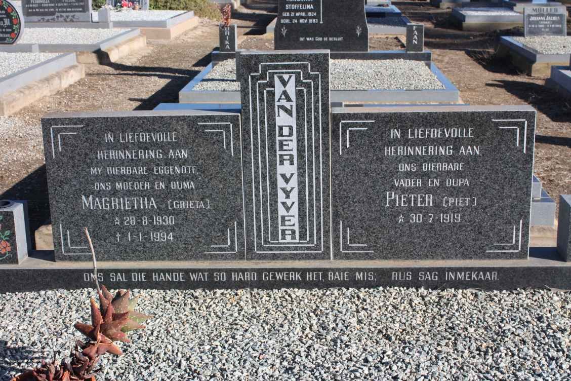 VYVER Pieter, van der 1919- &amp; Magrietha 1930-1994