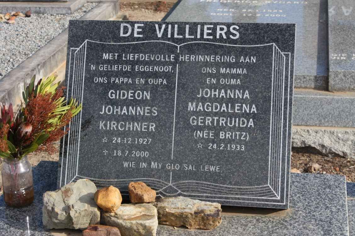 VILLIERS Gideon Johannes Kirchner, de 1927-2000 &amp; Johanna Magdalena Gertruida BRITZ 1933-