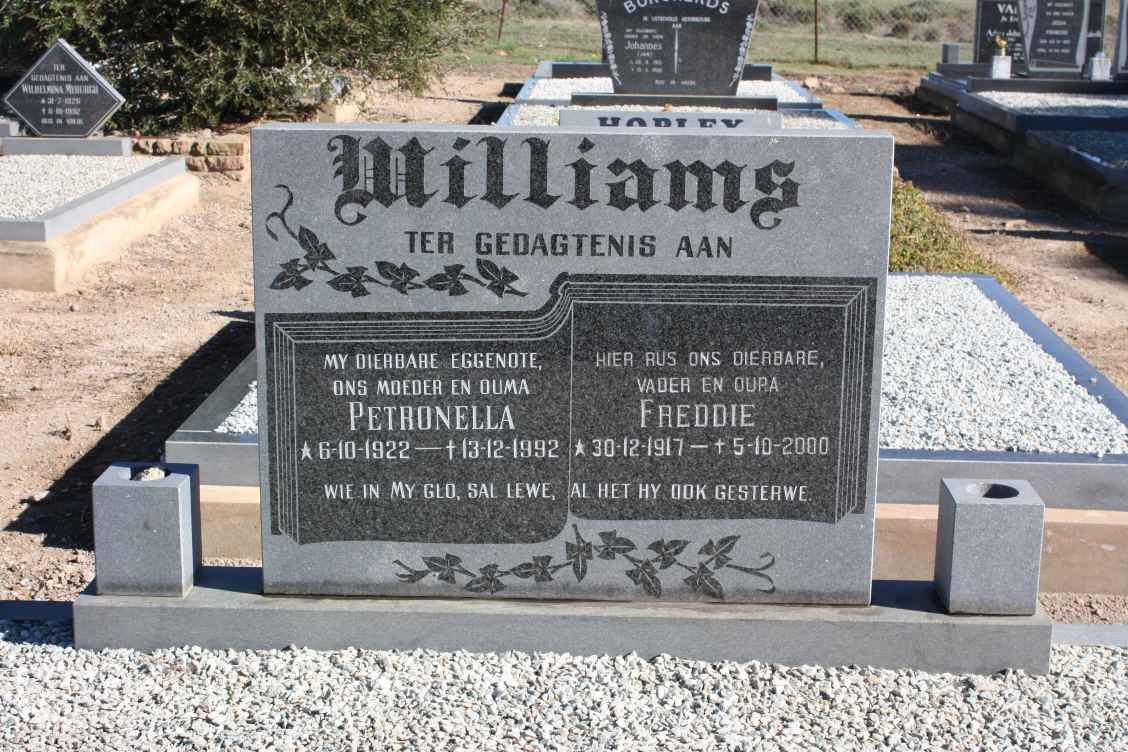 WILLIAMS Freddie 1917-2000 &amp; Petronella 1922-1992