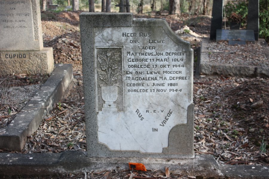 PREEZ Mattheus Joh., de 1969-1944 &amp; Magdalena M.A. 1981-1944