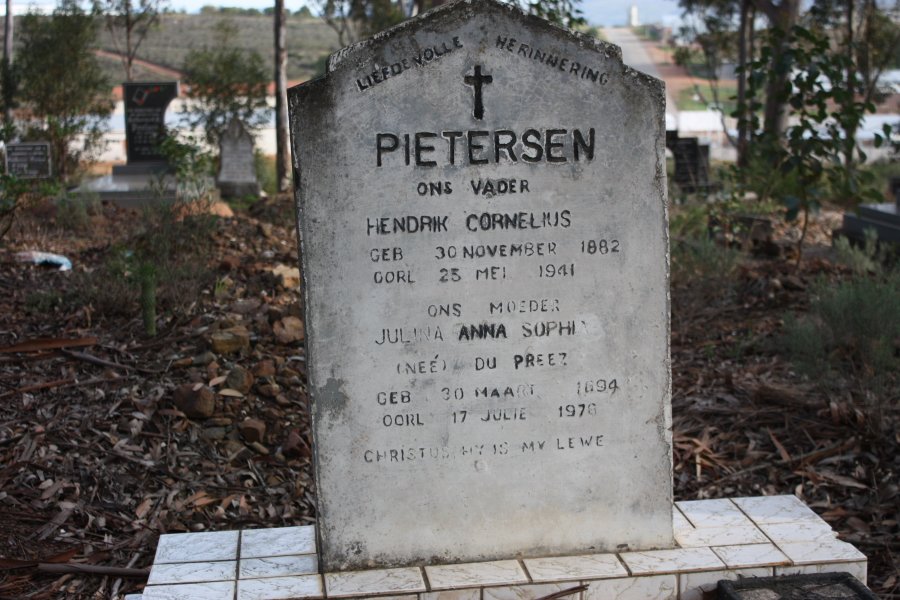 PIETERSEN Hendrik Cornelius 1882-1941 &amp; Anna Sophia DU PREEZ 1894-1978