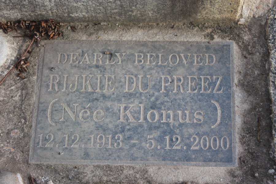 PREEZ Rijkie, du nee KLONUS 1913-200