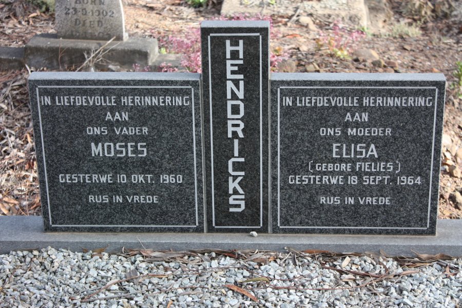 HENDRICKS Moses ?-1960 &amp; Elisa ?-1964
