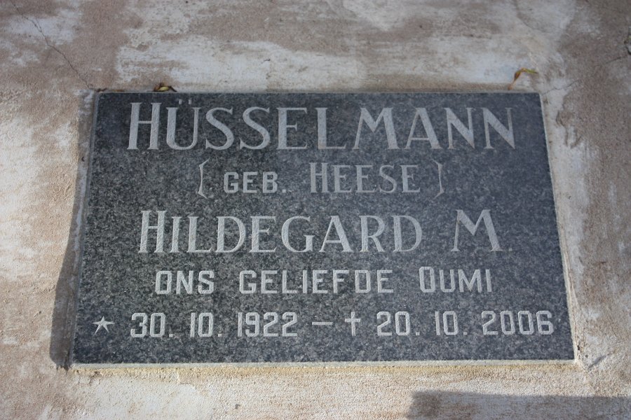HÜSSELMANN Hildegard M. nee HEESE 1922-2006