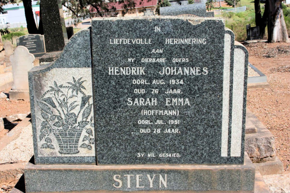 STEYN Hendrik Johannes -1934 &amp; Sarah Emma HOFFMANN -1951