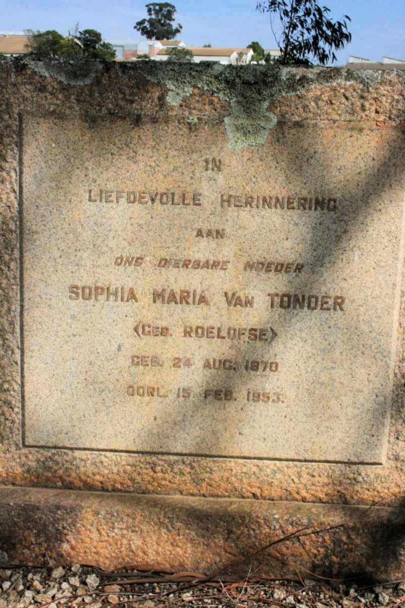 TONDER Sophia Maria, van neé ROELOFSE 1870-1953
