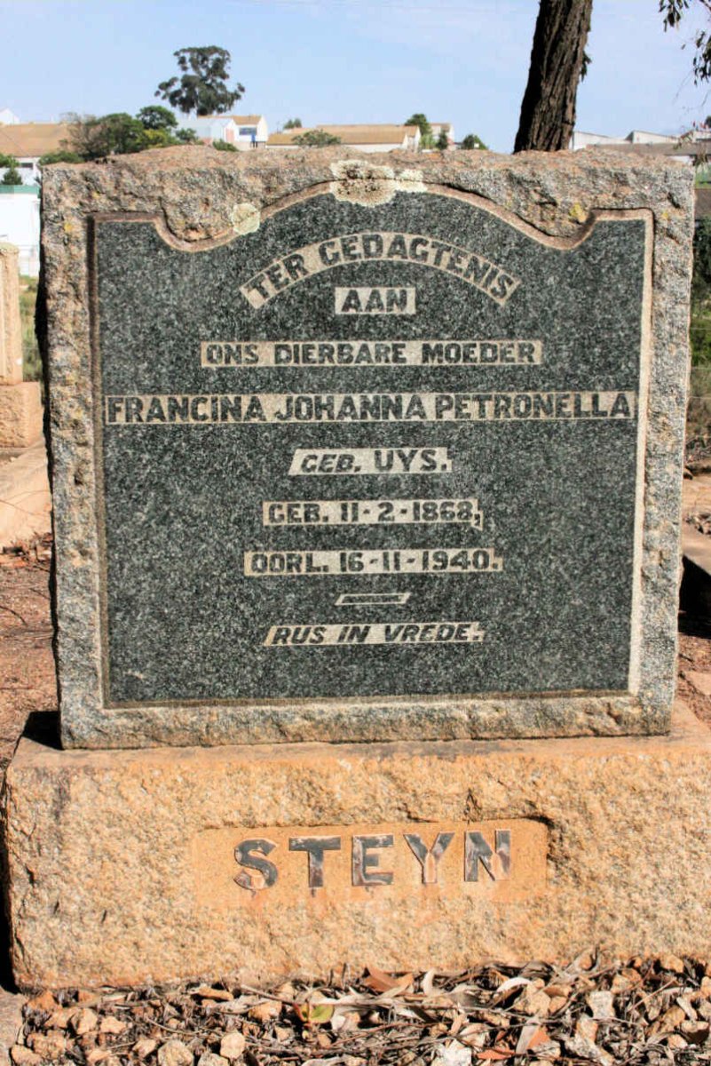 STEYN Francina Johanna Petronella neé UYS 1868-1940