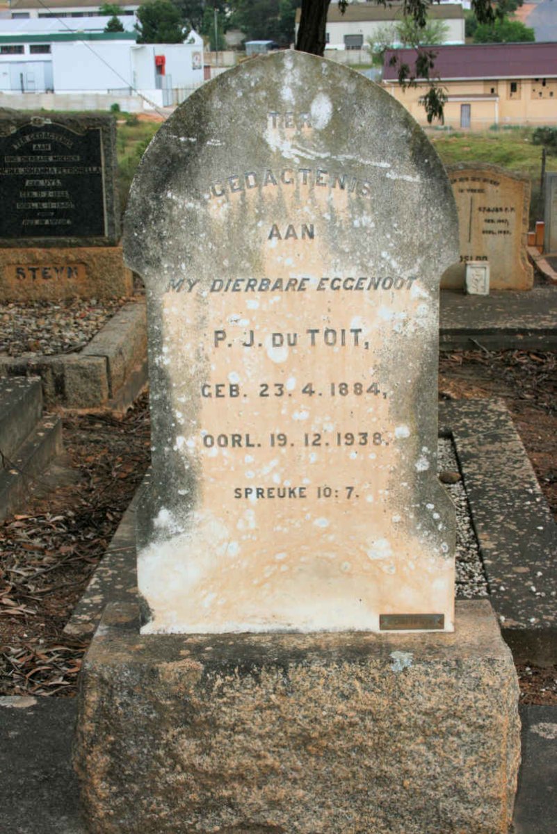 TOIT P.J., du 1884-1938