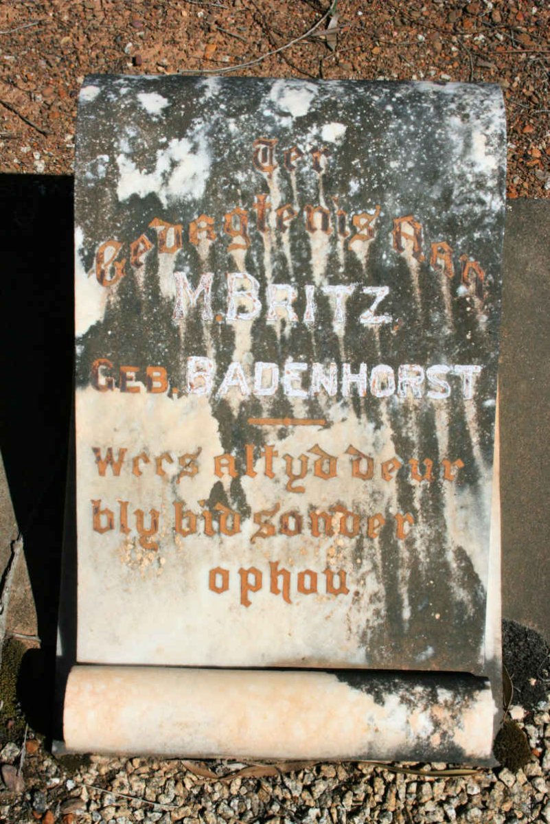 BRITZ M. neé BADENHORST