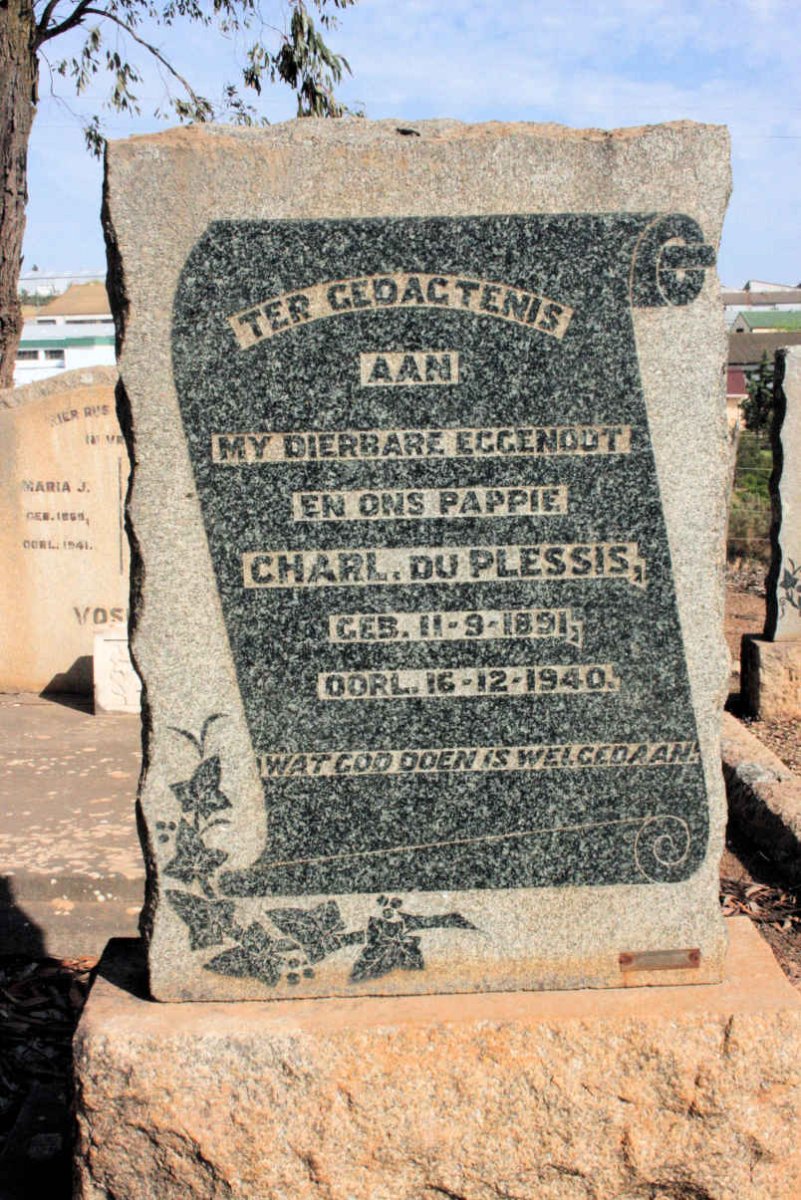 PLESSIS Charl, du 1891-1940