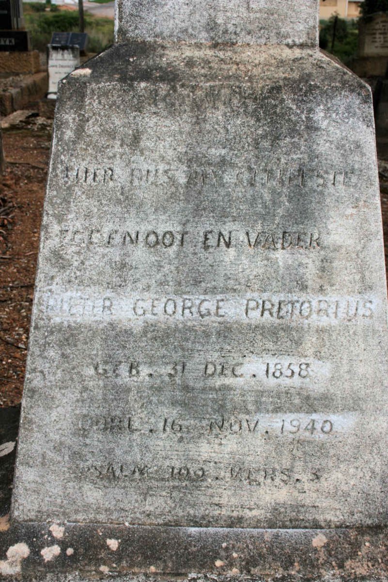 PRETORIUS Pieter George 1858-1940