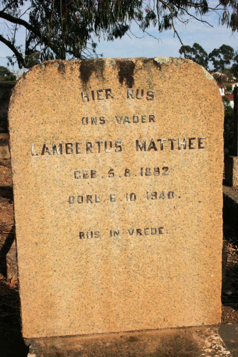 MATTHEE Lambertus 1882-1940