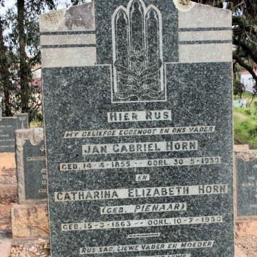 HORNE Jan Gabriel 1855-1939 &amp; Catharina Elizabeth PIENAAR 1863-1950