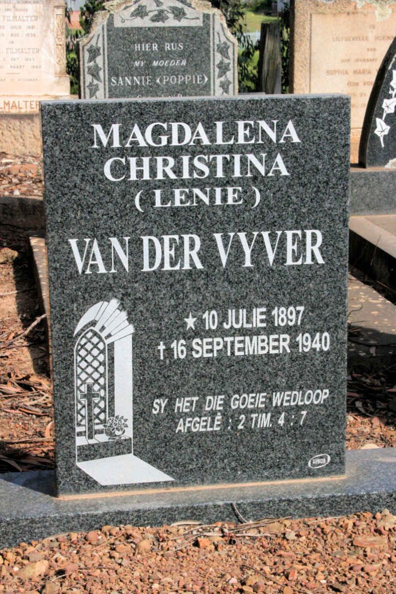 VYVER Magdalena Christina, van der 1897-1940