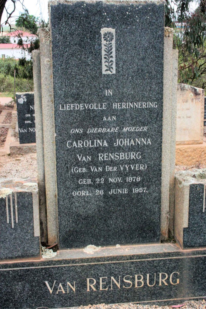 RENSBURG Carolina Johanna neé VAN DER VYVER 1878-1957
