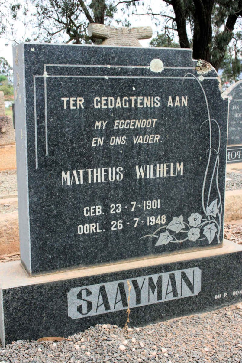 SAAYMAN Mattheus Wilhelm 1901-1948