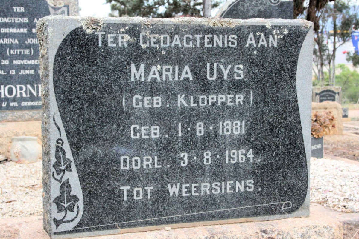 UYS Maria neé KLOPPER 1881-1964