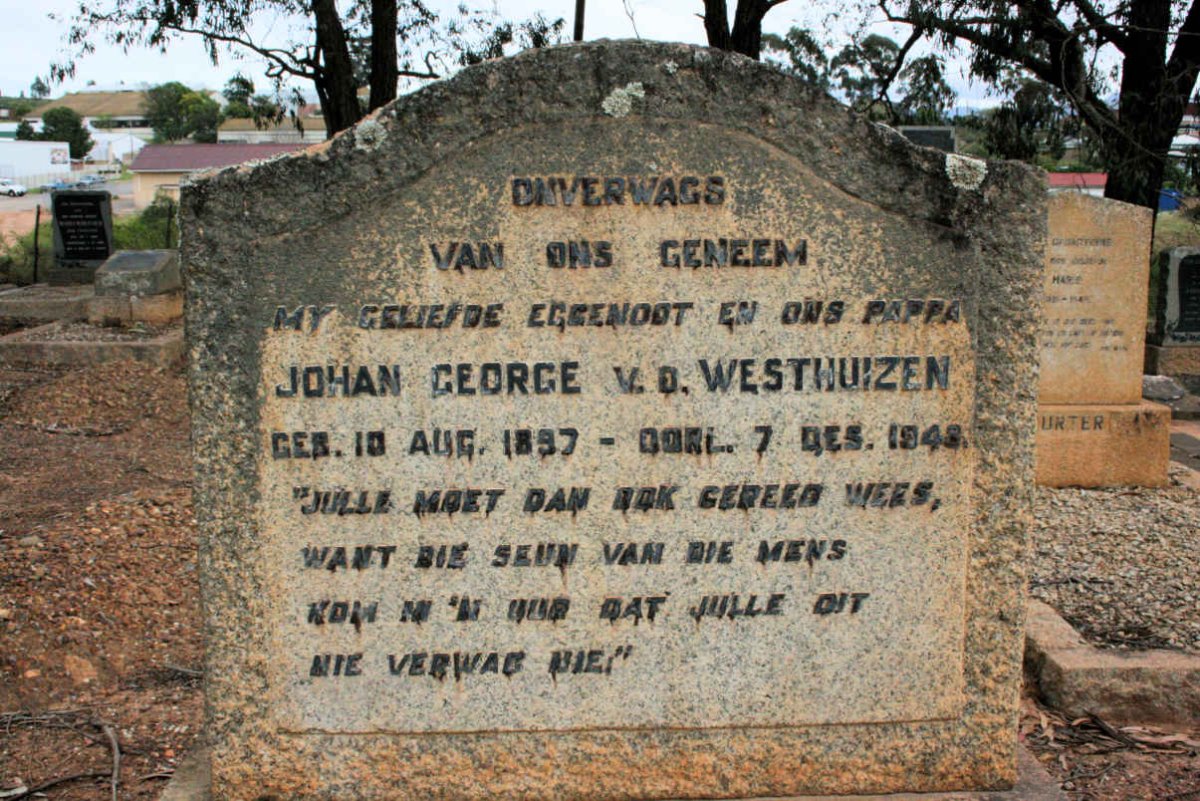 WESTHUIZEN Johan George, van der 1897-1948
