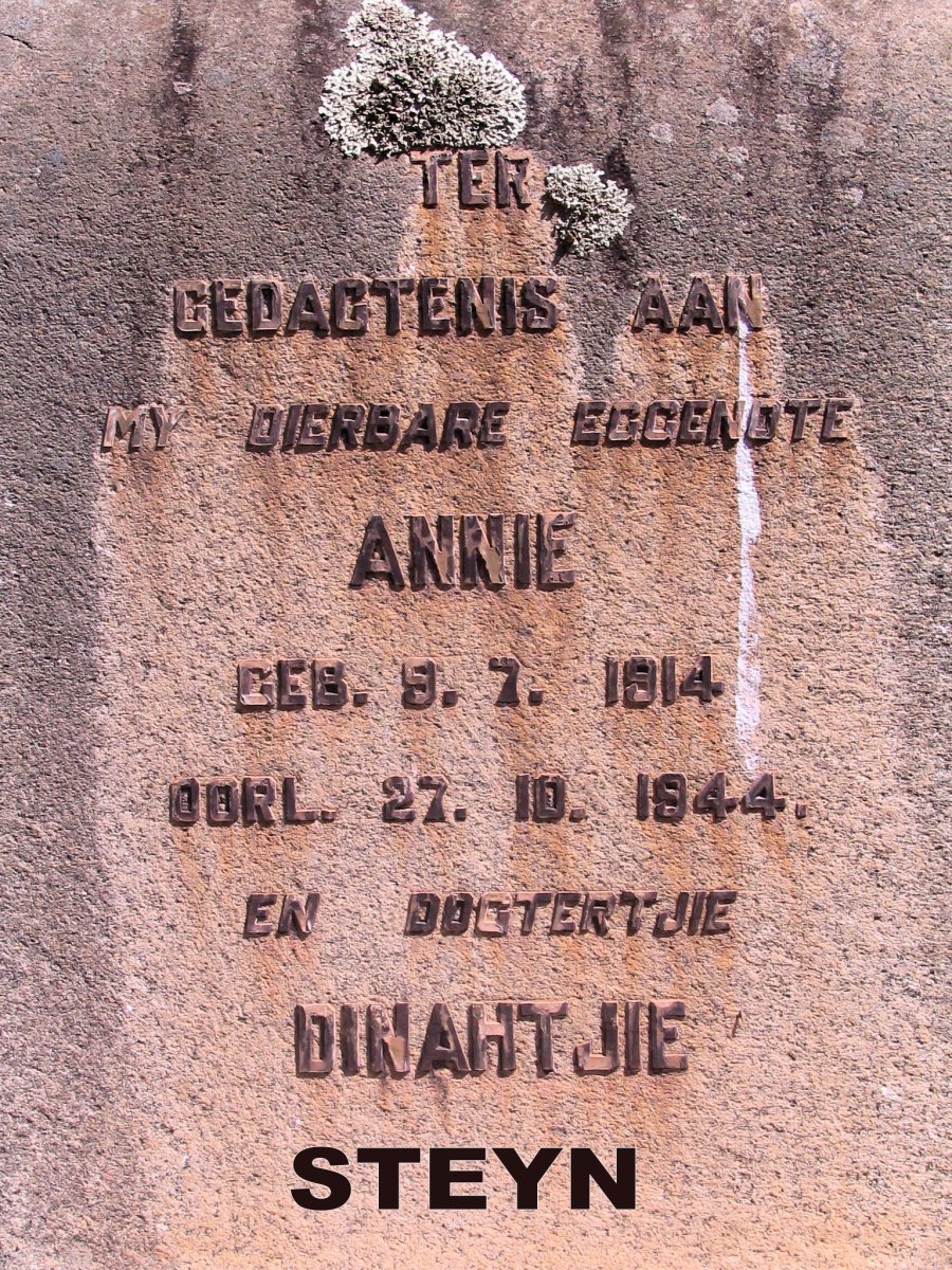 STEYN Annie 1914- 1944 :: STEYN Dinahtjie