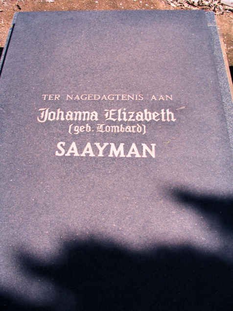 SAAYMAN Johanna Elizabeth neé LOMBARD