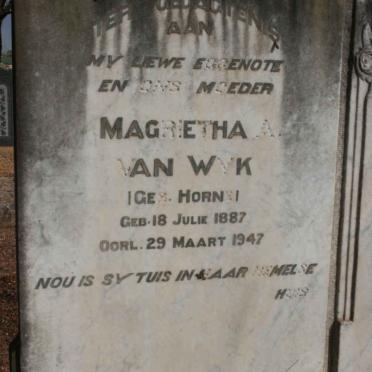 WYK Magrietha A., van neé HORNE 1887-1947