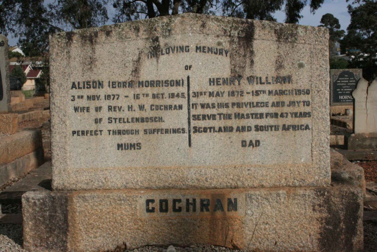 COCHRAN Henry William 1872-1950 &amp; Alison MORRISON 1877-1945